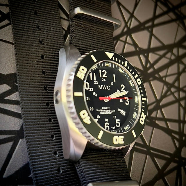 MWC "Depthmaster" 100atm / 3,280ft / 1000m Water Resistant Military Divers Watch in a Stainless Steel Case with GTLS and Helium Valve (10 Year Battery Life)