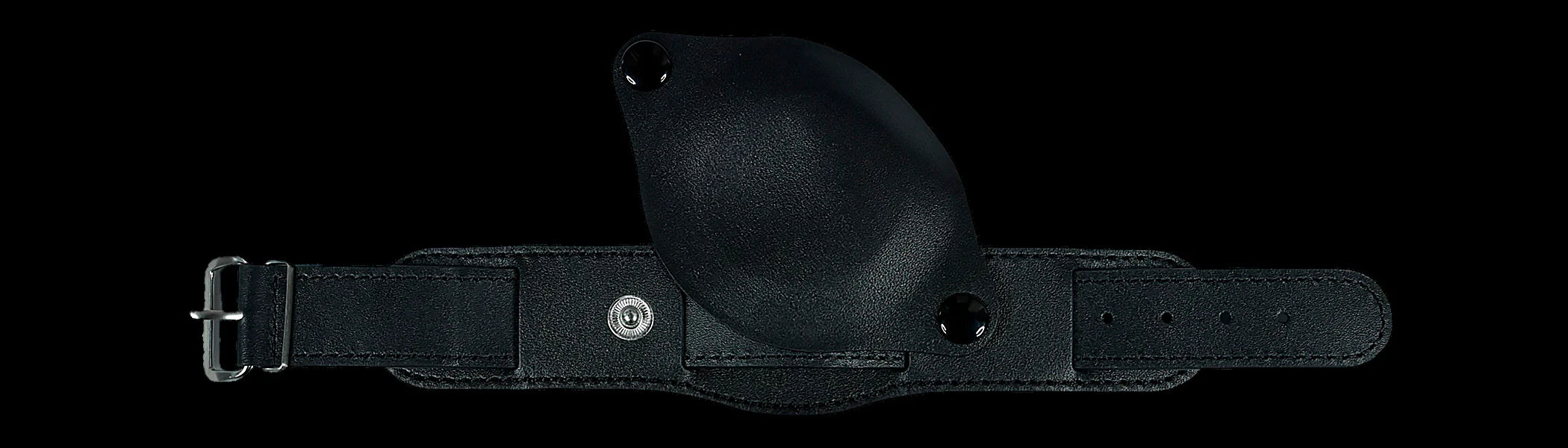 18mm Black 1950s Pattern Leather Military Watch Strap with Protective Face Cover - Slight Seconds to Clear at just 25% of the normal price!