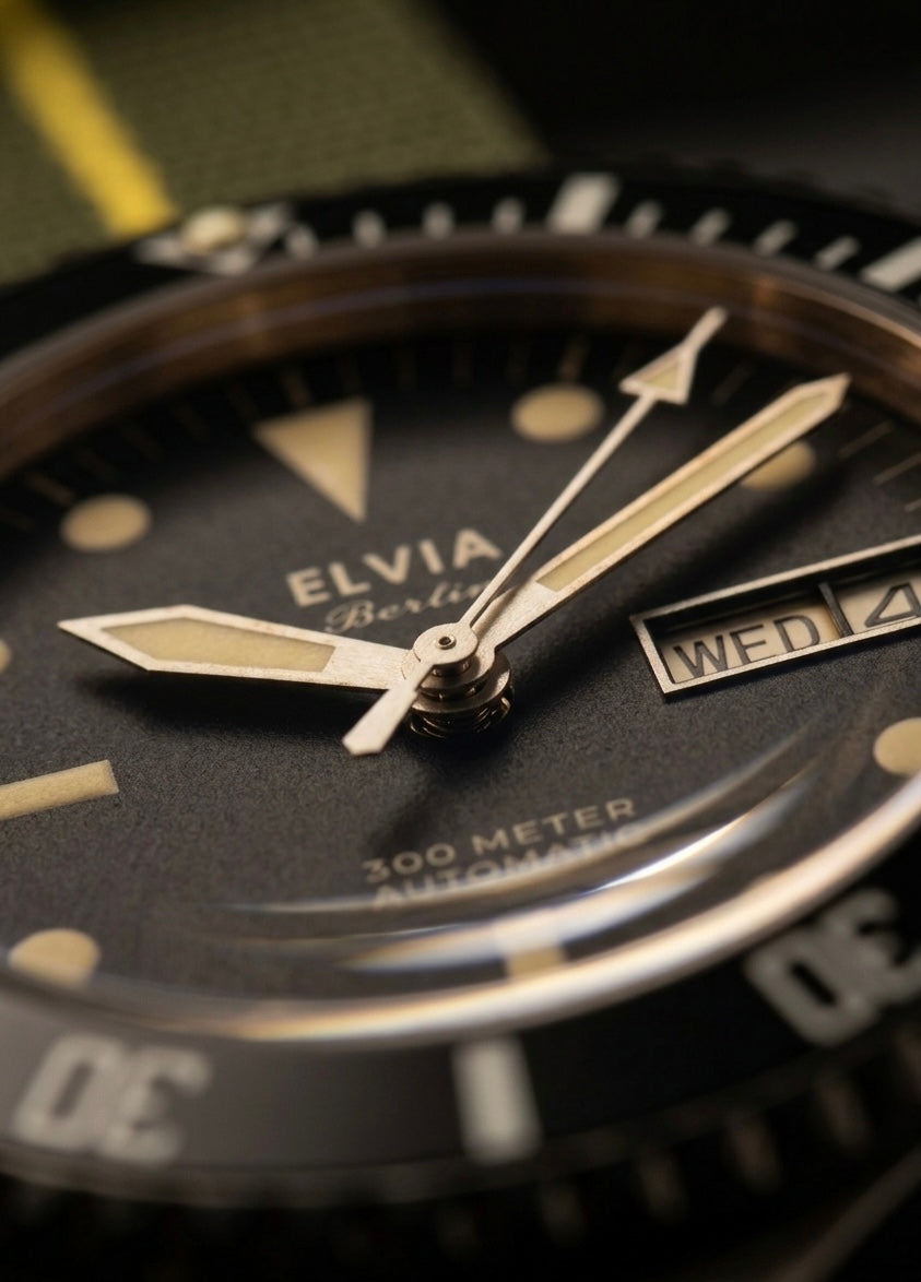 ELVIA Automatic Military Divers Watch with Sapphire Crystal and 24 Jewel Automatic Day Date Movement