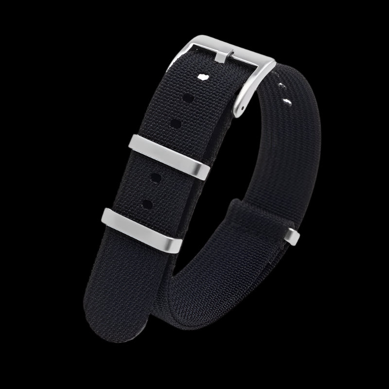 18mm Ribbed Black NATO Military Watch Strap