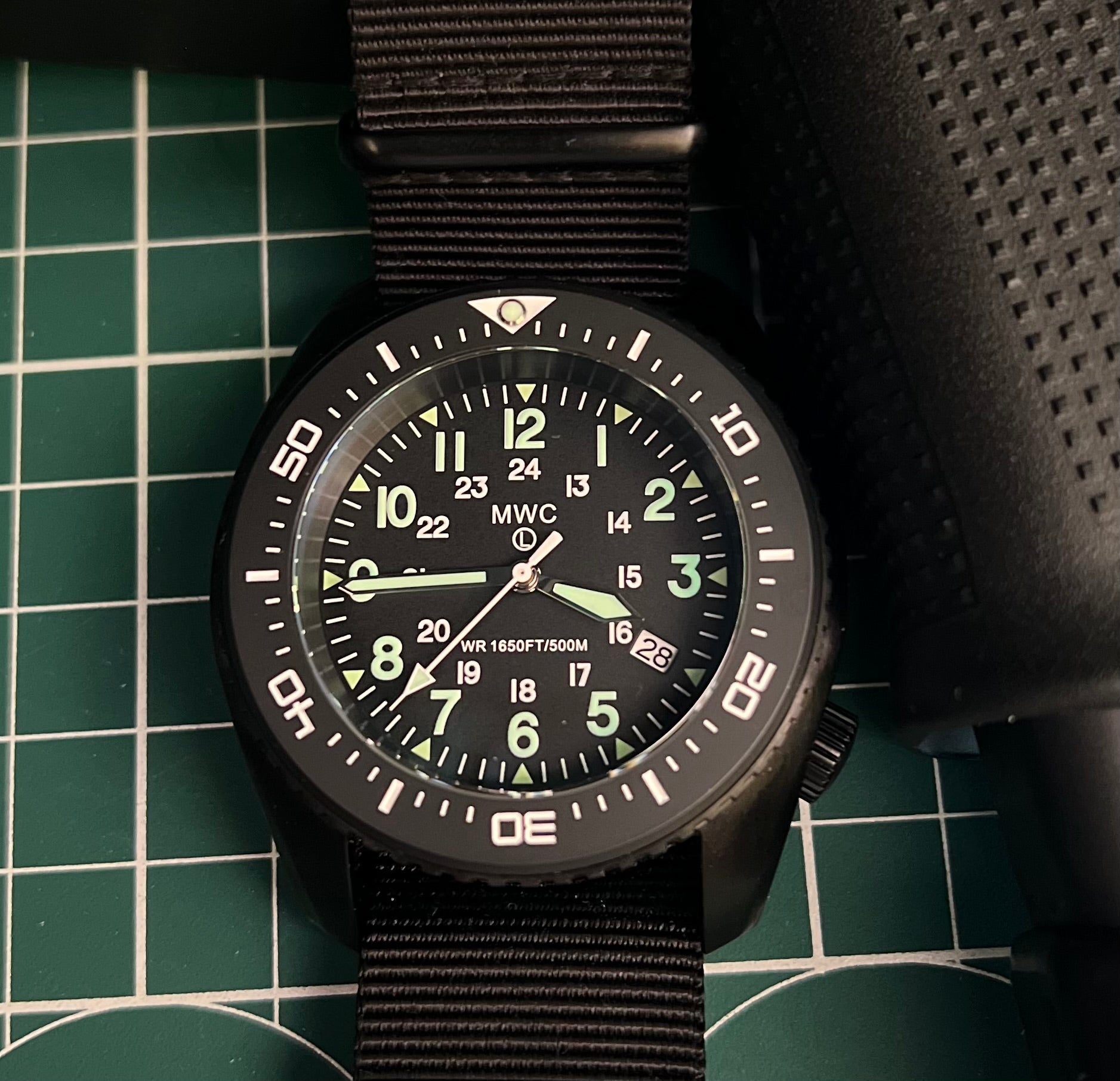 MWC 500m (1640ft) Water Resistant Black PVD Steel Automatic Divers Watch With 12/24 Dial, Sapphire Crystal, Ceramic Bezel and Helium Valve