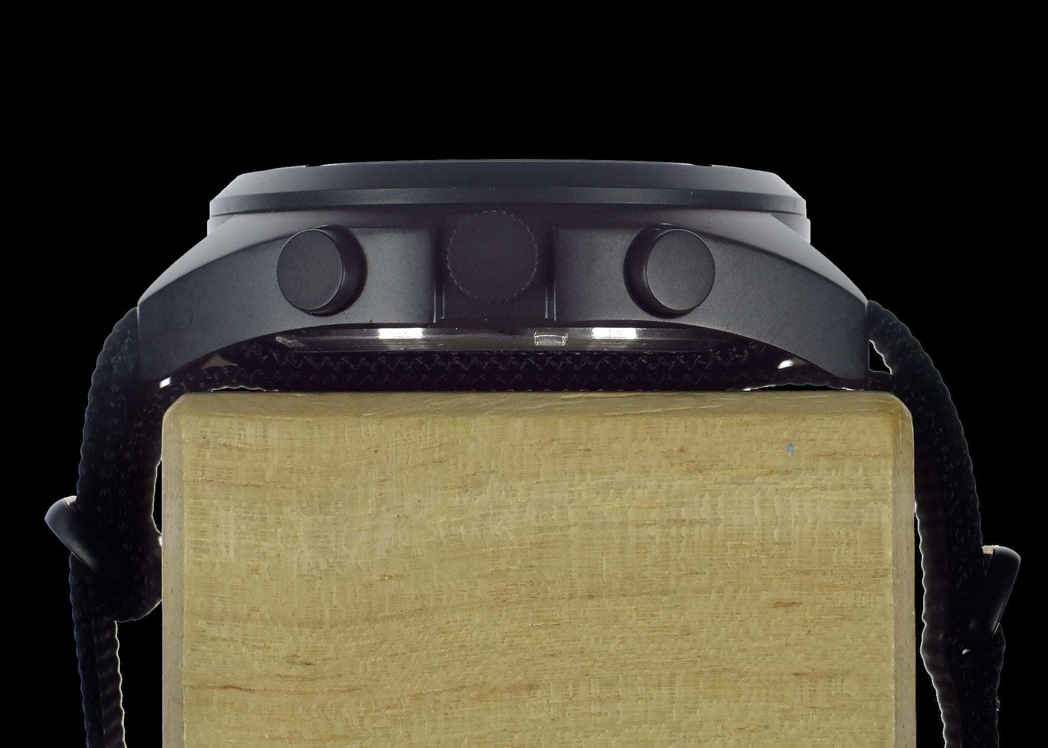 MWC Mechanical/Quartz Hybrid NATO Pattern Military Pilots Chronograph in Non Reflective Black PVD Finish