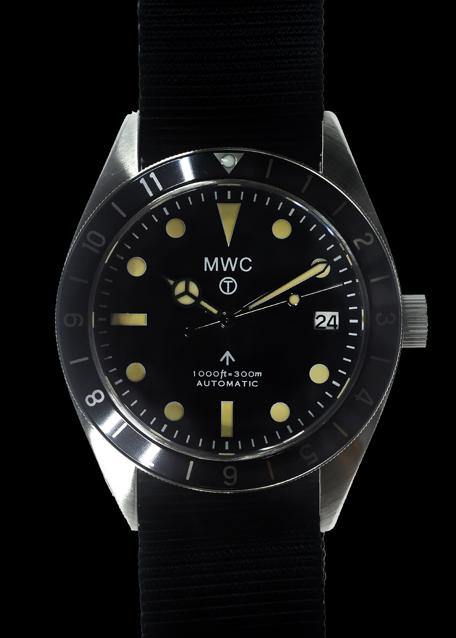 MWC Classic 1960s Pattern Dual Time Zone Automatic Divers Watch with Retro Luminova Paint and Sapphire Crystal