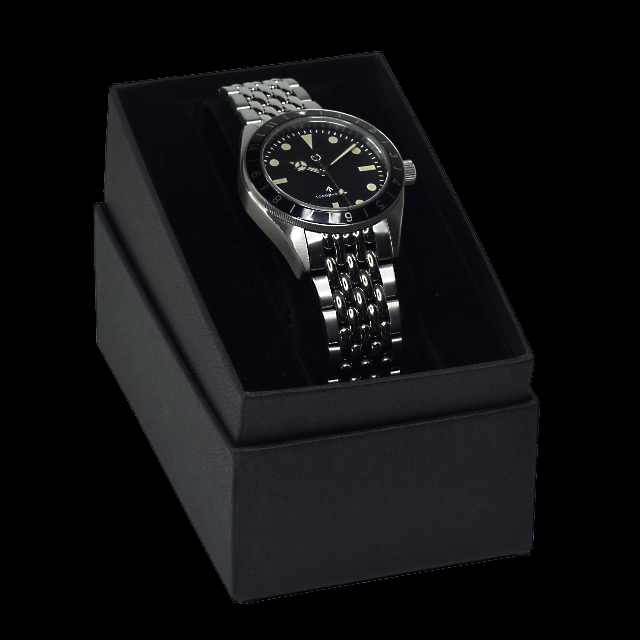 MWC Classic 1960s Pattern Dual Time Zone Divers Watch with Retro Luminova Paint and a Hybrid Mechanical/Quartz Movement on a Matching Steel Bracelet