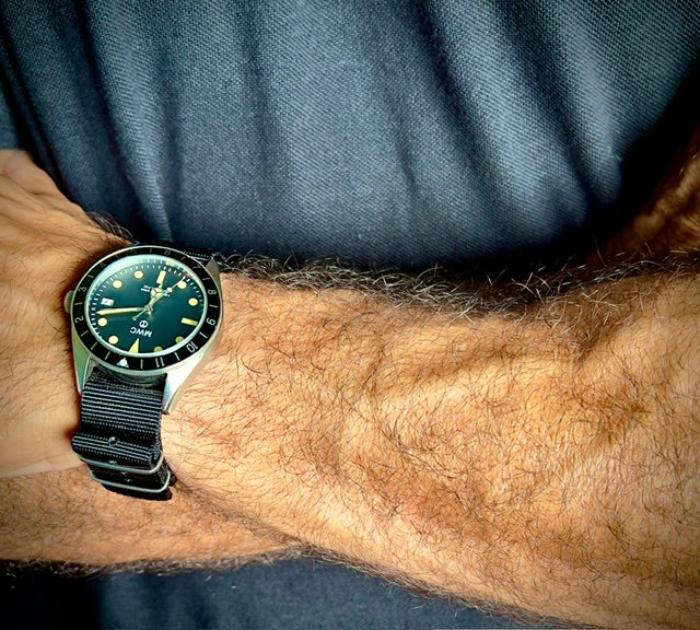 MWC Classic 1960s Pattern Dual Time Zone Automatic Divers Watch with Retro Luminova Paint and Sapphire Crystal - Ex Photographic Sample Reduced to Clear