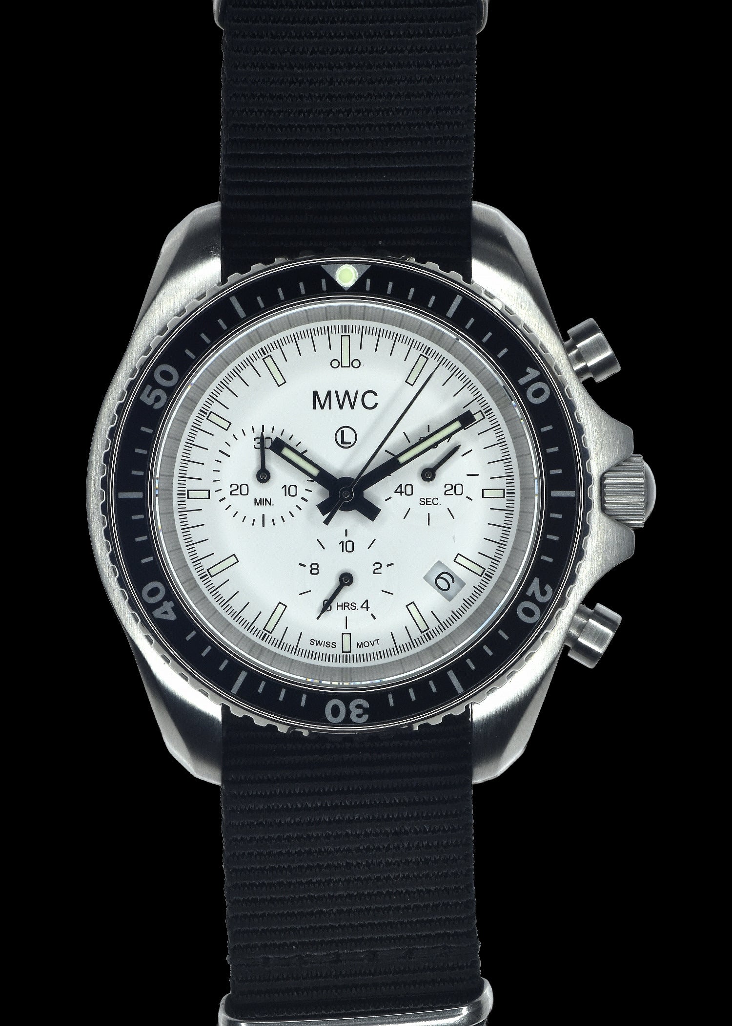 MWC NATO Pattern Stainless Steel Military Pilots Chronograph with Sapphire Crystal and Swiss Ronda Movement