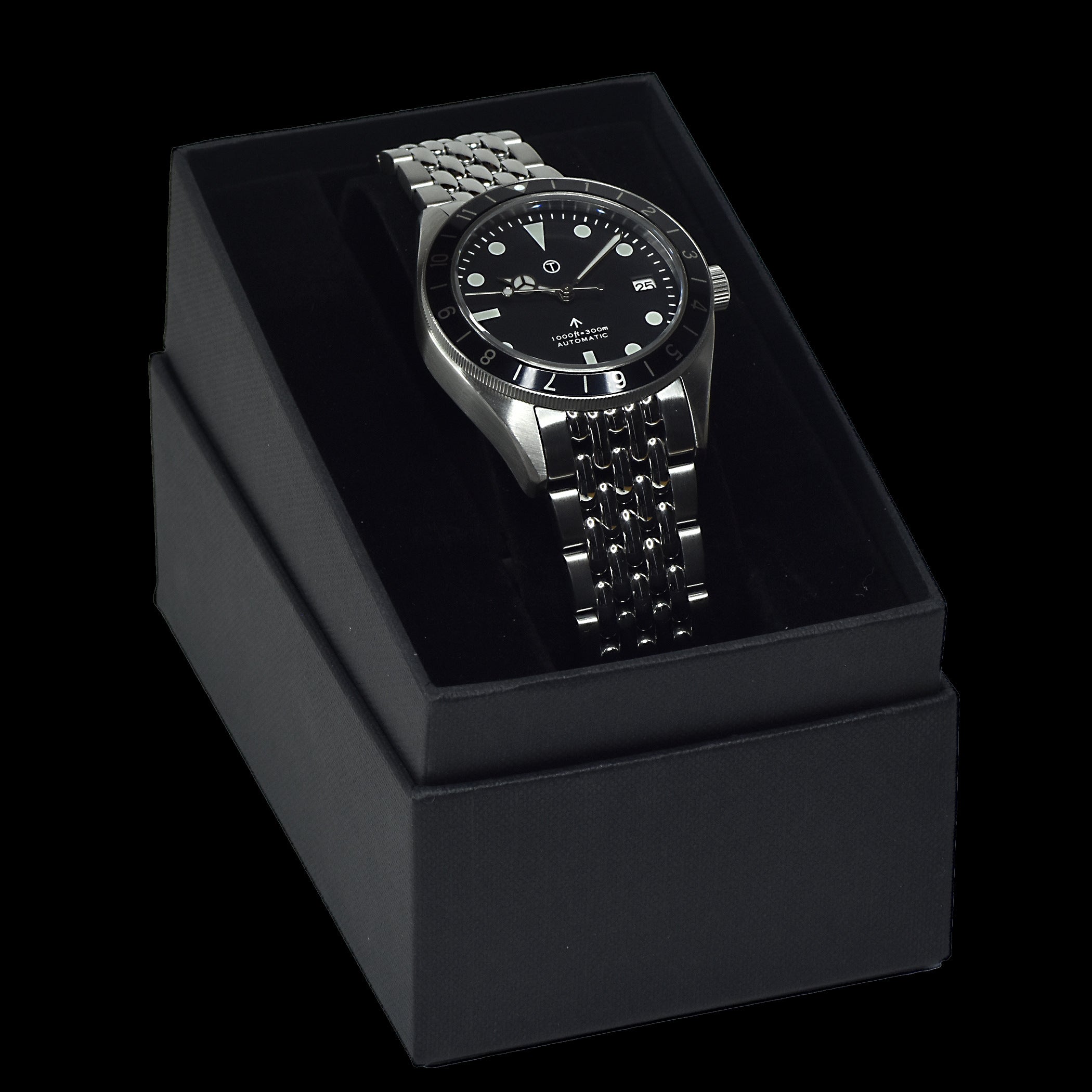 MWC Classic 1960s Pattern Dual Time Zone Automatic Divers Watch with Sapphire Crystal and Luminova on a Matching Bracelet